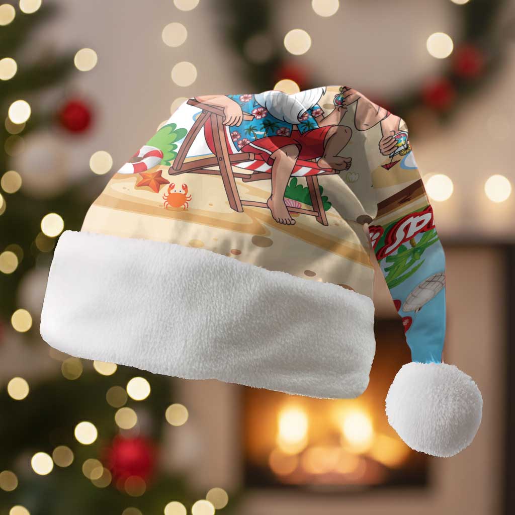 Hawaii Santa Parrot Christmas Santa Hat Summer Vibe LT01 Without Fur Blue - Polynesian Pride