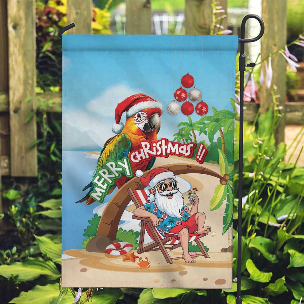 Hawaii Santa Parrot Christmas Garden Flag Summer Vibe LT01 Garden Flag Blue - Polynesian Pride