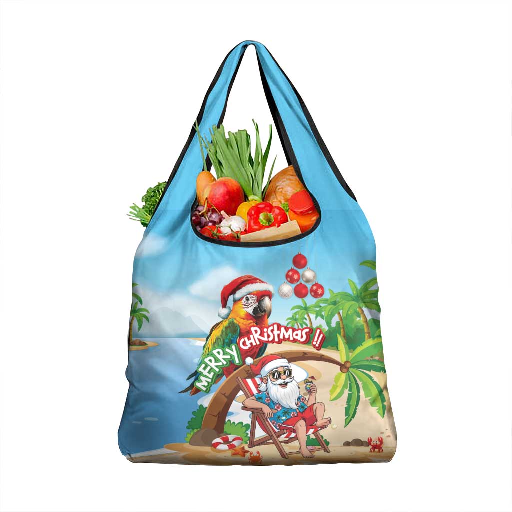 Hawaii Santa Parrot Christmas Grocery Bag Summer Vibe LT01 1-pack One Size Blue - Polynesian Pride