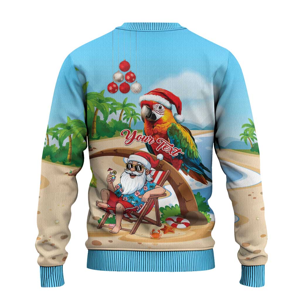 Personalized Hawaii Santa Parrot Christmas Ugly Christmas Sweater Summer Vibe LT01 - Polynesian Pride