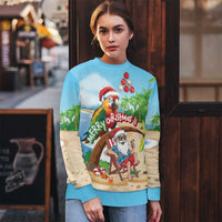 Personalized Hawaii Santa Parrot Christmas Ugly Christmas Sweater Summer Vibe LT01 - Polynesian Pride