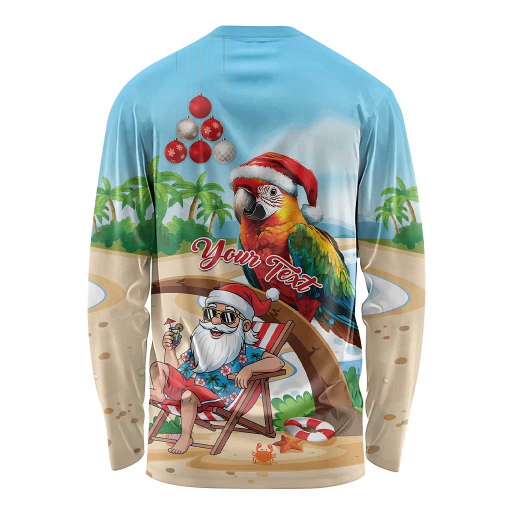 Personalized Hawaii Santa Parrot Christmas Long Sleeve Shirt Summer Vibe LT01 - Polynesian Pride