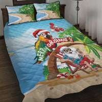 Hawaii Santa Parrot Christmas Quilt Bed Set Summer Vibe LT01 Blue - Polynesian Pride