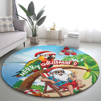 Hawaii Santa Parrot Christmas Round Carpet Summer Vibe LT01 - Polynesian Pride
