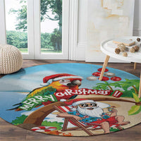 Hawaii Santa Parrot Christmas Round Carpet Summer Vibe LT01 - Polynesian Pride