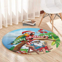 Hawaii Santa Parrot Christmas Round Carpet Summer Vibe LT01 - Polynesian Pride