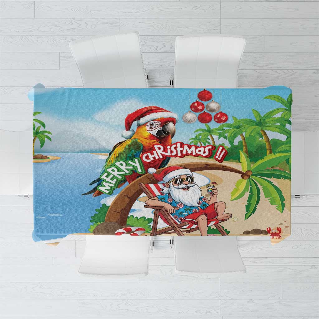 Hawaii Santa Parrot Christmas Tablecloth Summer Vibe LT01 Blue - Polynesian Pride