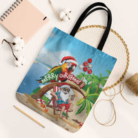 Hawaii Santa Parrot Christmas Tote Bag Summer Vibe LT01 Black Strap One Size Blue - Polynesian Pride