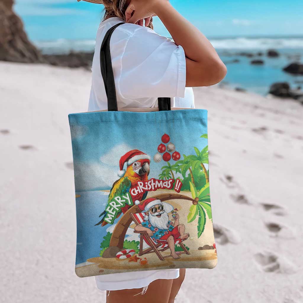 Hawaii Santa Parrot Christmas Tote Bag Summer Vibe LT01 - Polynesian Pride