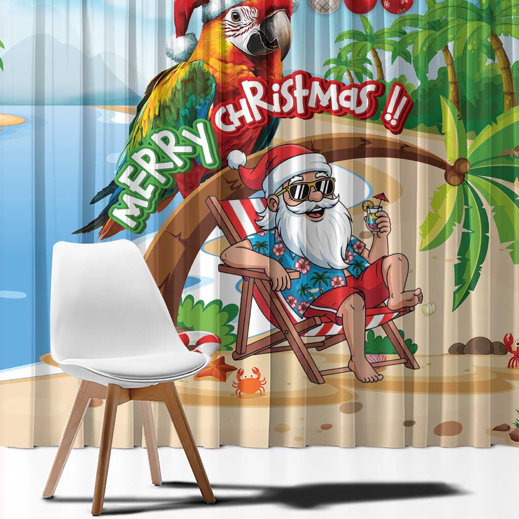 Hawaii Santa Parrot Christmas Window Curtain Summer Vibe LT01 - Polynesian Pride