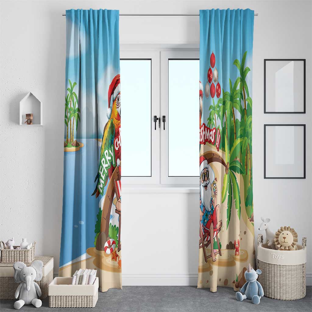 Hawaii Santa Parrot Christmas Window Curtain Summer Vibe LT01 - Polynesian Pride
