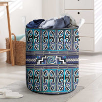 Maori Matariki Laundry Basket Blue Galaxy Aesthetic Koru Art LT01 Blue - Polynesian Pride