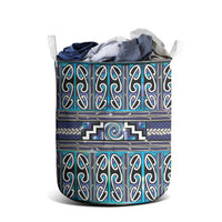 Maori Matariki Laundry Basket Blue Galaxy Aesthetic Koru Art LT01 - Polynesian Pride