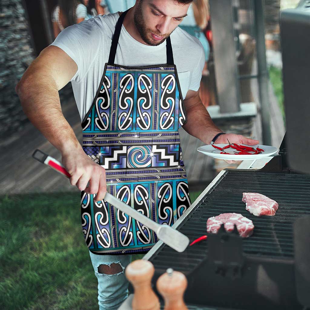 Maori Matariki Apron Blue Galaxy Aesthetic Koru Art LT01 - Polynesian Pride
