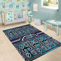 Maori Matariki Area Rug Blue Galaxy Aesthetic Koru Art LT01 - Polynesian Pride