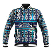 Maori Matariki Baseball Jacket Blue Galaxy Aesthetic Koru Art LT01 Unisex Blue - Polynesian Pride