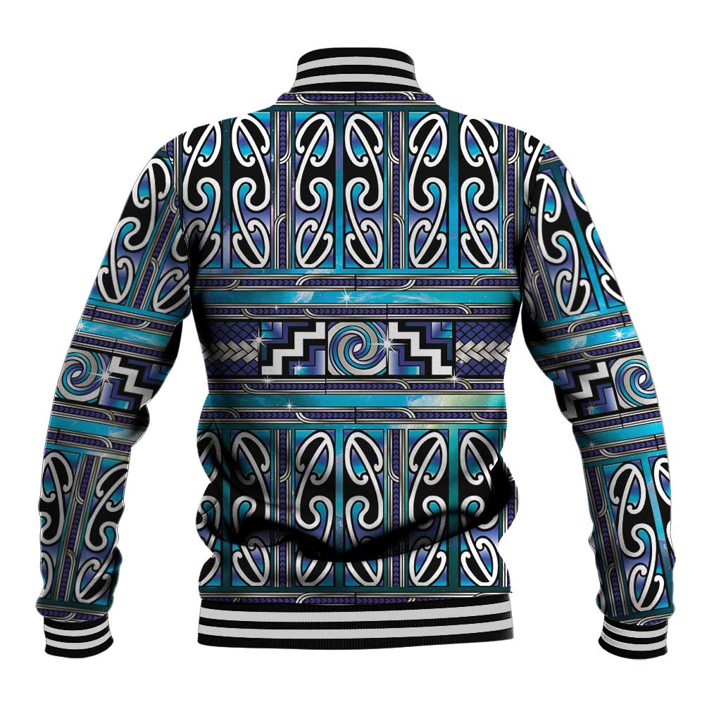 Maori Matariki Baseball Jacket Blue Galaxy Aesthetic Koru Art LT01 - Polynesian Pride