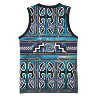 Maori Matariki Basketball Jersey Blue Galaxy Aesthetic Koru Art LT01 - Polynesian Pride