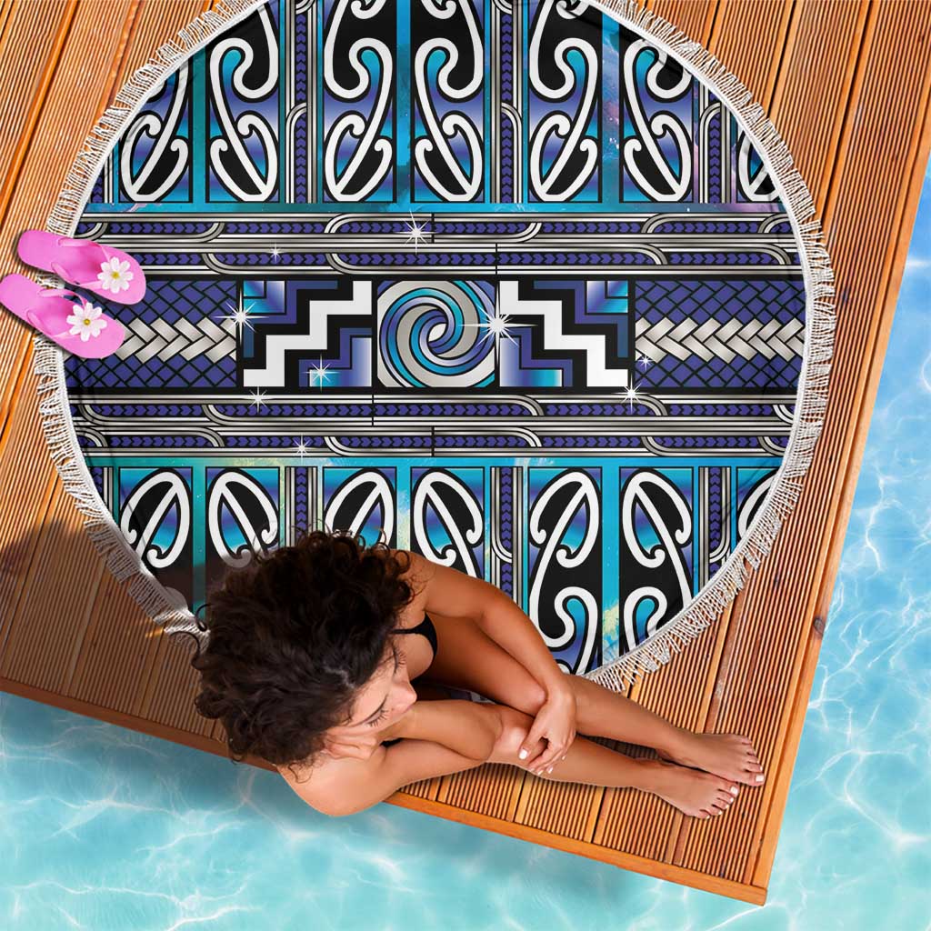 Maori Matariki Beach Blanket Blue Galaxy Aesthetic Koru Art LT01 - Polynesian Pride