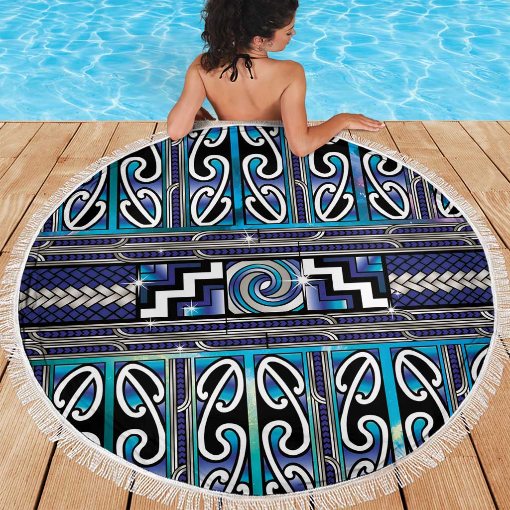 Maori Matariki Beach Blanket Blue Galaxy Aesthetic Koru Art LT01 - Polynesian Pride