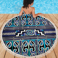 Maori Matariki Beach Blanket Blue Galaxy Aesthetic Koru Art LT01 - Polynesian Pride