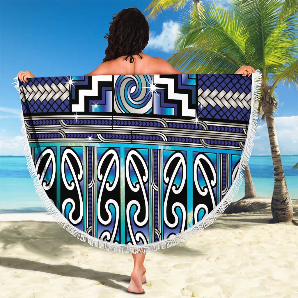 Maori Matariki Beach Blanket Blue Galaxy Aesthetic Koru Art LT01 - Polynesian Pride