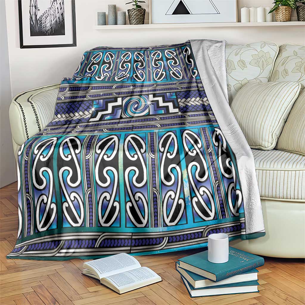 Maori Matariki Blanket Blue Galaxy Aesthetic Koru Art LT01 Blue - Polynesian Pride