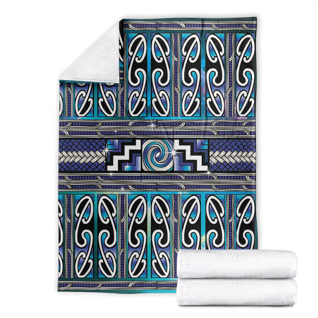 Maori Matariki Blanket Blue Galaxy Aesthetic Koru Art LT01 - Polynesian Pride