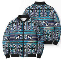 Maori Matariki Bomber Puffer Jacket Blue Galaxy Aesthetic Koru Art LT01 - Polynesian Pride