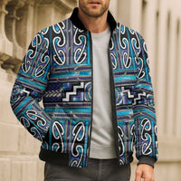 Maori Matariki Bomber Puffer Jacket Blue Galaxy Aesthetic Koru Art LT01 - Polynesian Pride