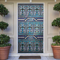 Maori Matariki Door Cover Blue Galaxy Aesthetic Koru Art LT01 Blue - Polynesian Pride