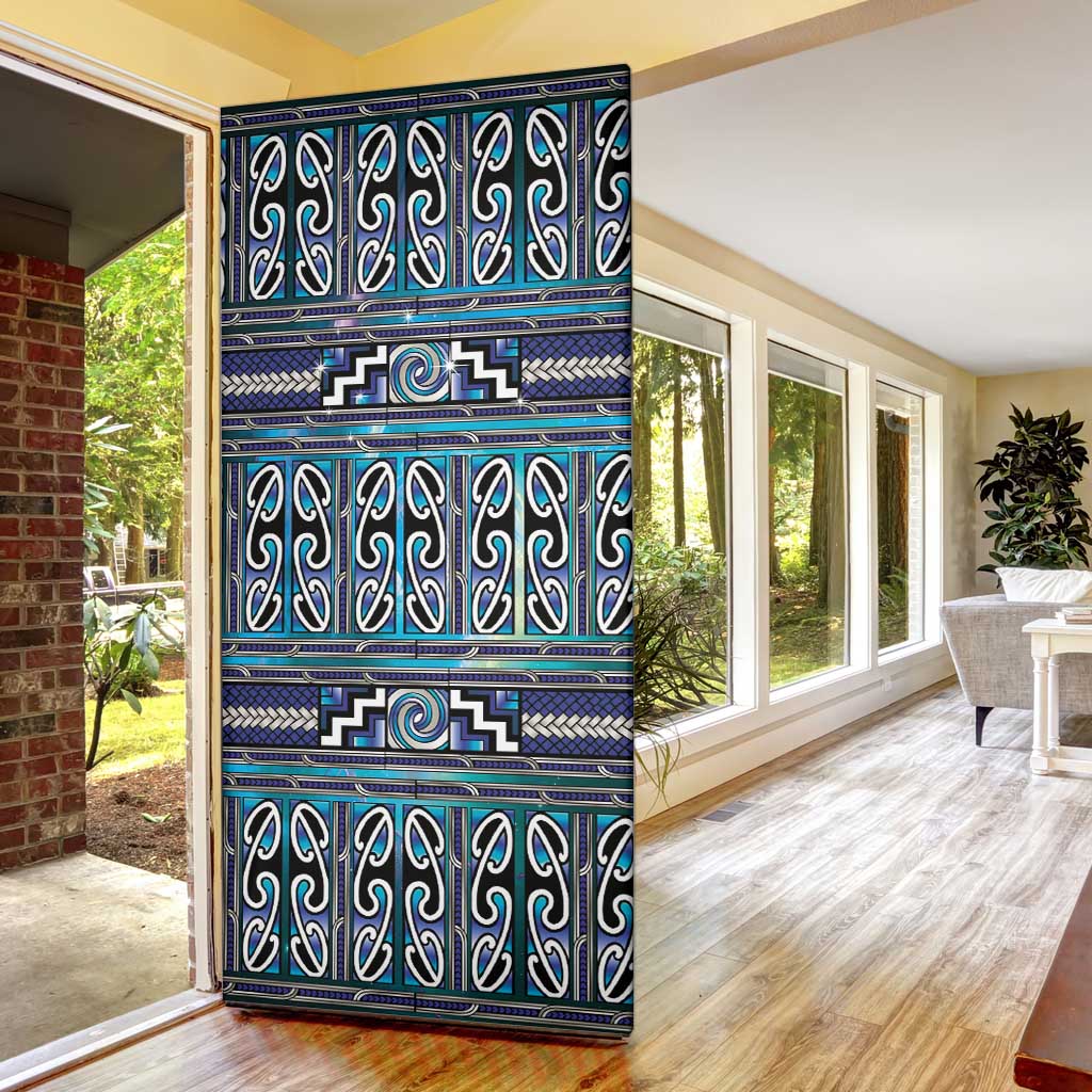 Maori Matariki Door Cover Blue Galaxy Aesthetic Koru Art LT01 - Polynesian Pride