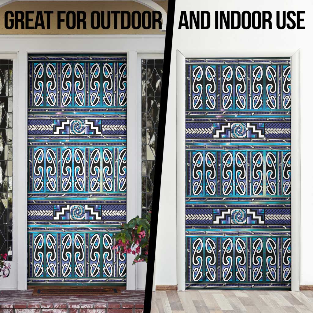 Maori Matariki Door Cover Blue Galaxy Aesthetic Koru Art LT01 - Polynesian Pride