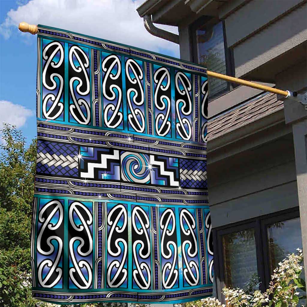 Maori Matariki Garden Flag Blue Galaxy Aesthetic Koru Art LT01 - Polynesian Pride