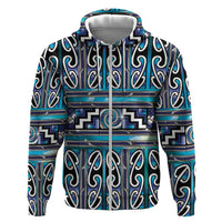 Maori Matariki Hoodie Blue Galaxy Aesthetic Koru Art LT01 Zip Hoodie Blue - Polynesian Pride