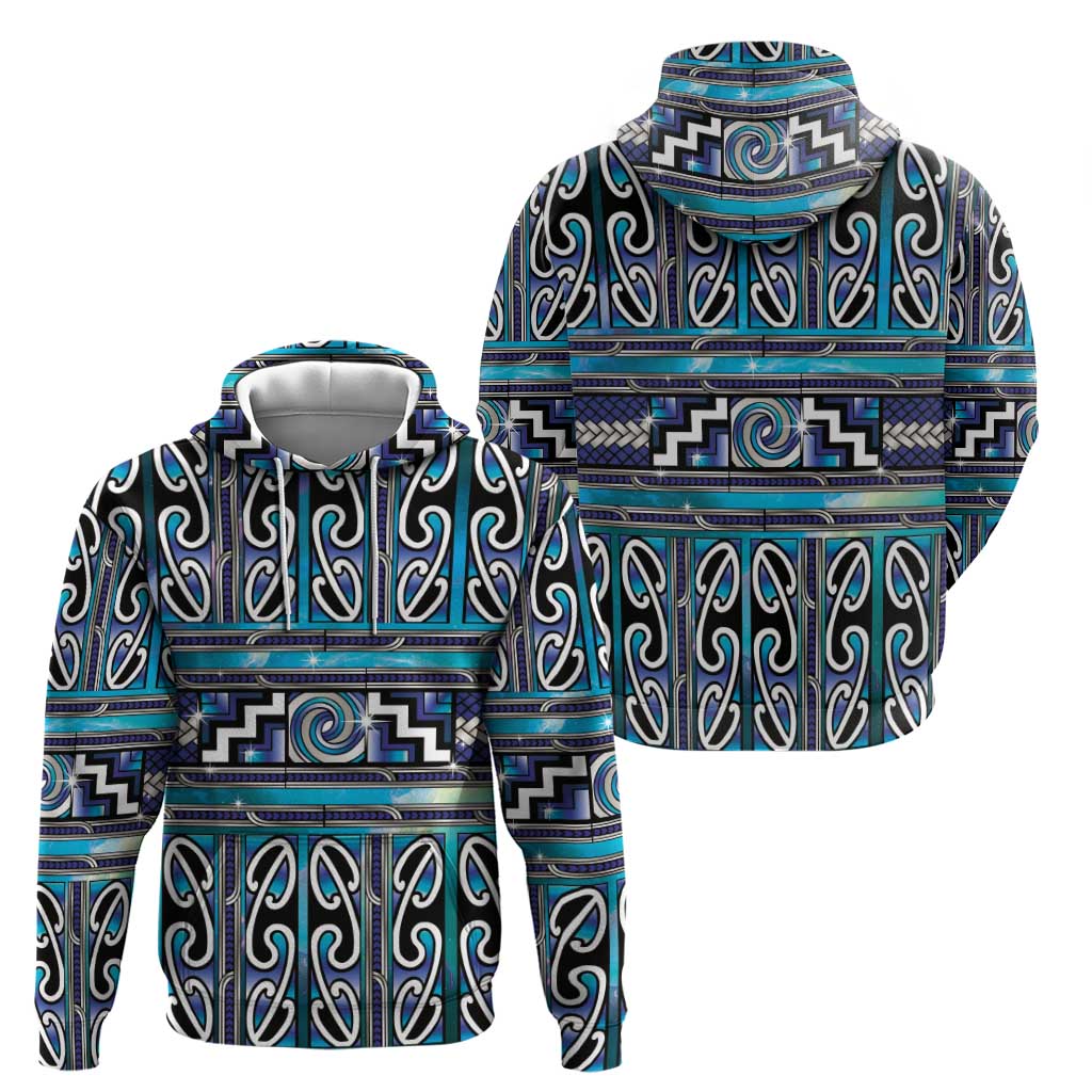 Maori Matariki Hoodie Blue Galaxy Aesthetic Koru Art LT01 - Polynesian Pride