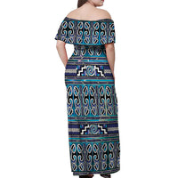Maori Matariki Off Shoulder Maxi Dress Blue Galaxy Aesthetic Koru Art LT01 - Polynesian Pride