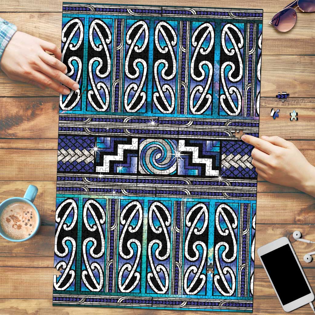 Maori Matariki Puzzle Blue Galaxy Aesthetic Koru Art LT01 Blue - Polynesian Pride