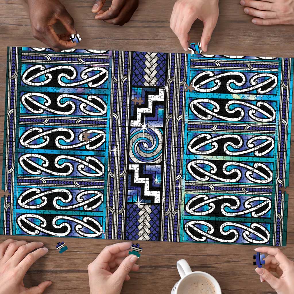 Maori Matariki Puzzle Blue Galaxy Aesthetic Koru Art LT01 - Polynesian Pride