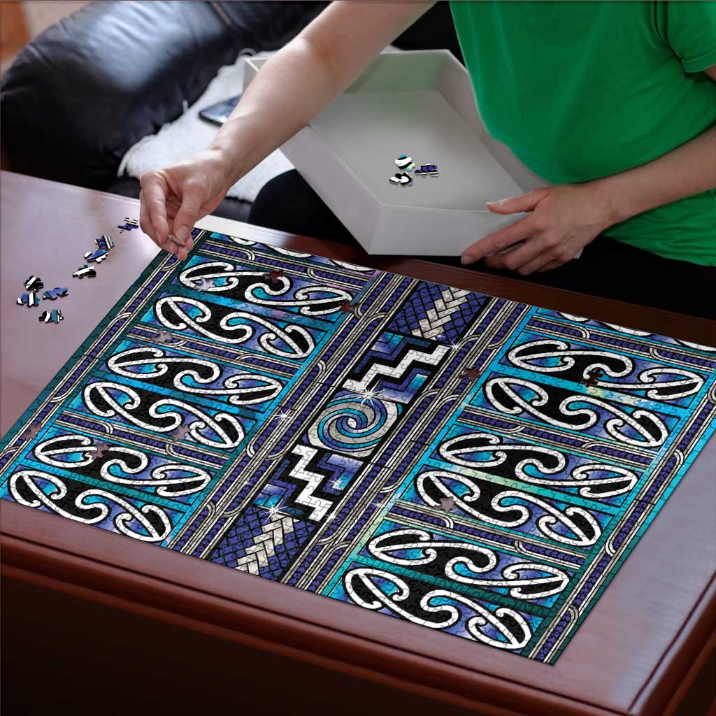 Maori Matariki Puzzle Blue Galaxy Aesthetic Koru Art LT01 - Polynesian Pride