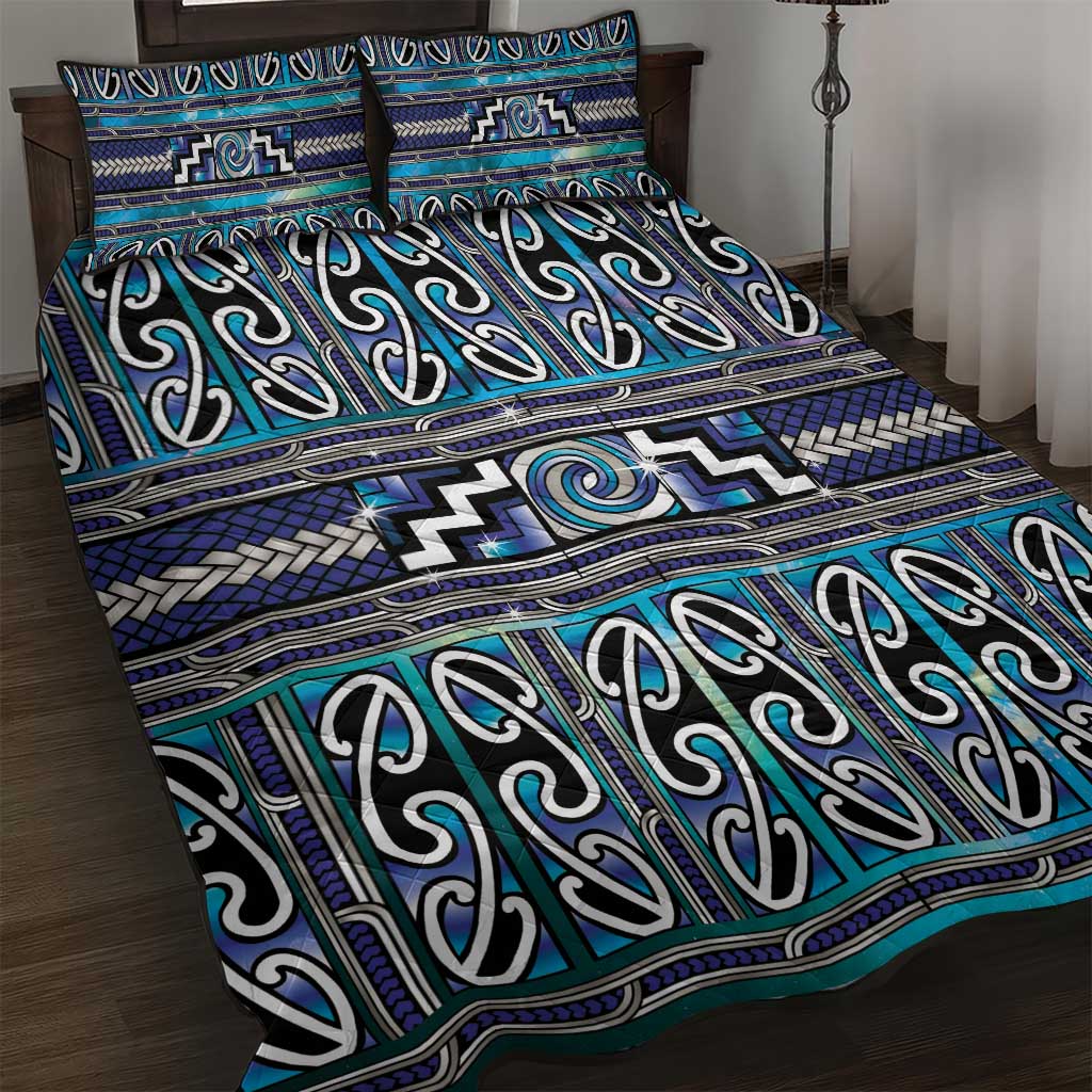 Maori Matariki Quilt Bed Set Blue Galaxy Aesthetic Koru Art LT01 Blue - Polynesian Pride