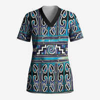 Maori Matariki Scrub Top Blue Galaxy Aesthetic Koru Art LT01 Adult Blue - Polynesian Pride