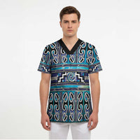 Maori Matariki Scrub Top Blue Galaxy Aesthetic Koru Art LT01 - Polynesian Pride