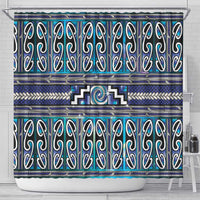 Maori Matariki Shower Curtain Blue Galaxy Aesthetic Koru Art LT01 - Polynesian Pride