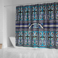 Maori Matariki Shower Curtain Blue Galaxy Aesthetic Koru Art LT01 - Polynesian Pride