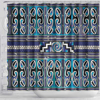 Maori Matariki Shower Curtain Blue Galaxy Aesthetic Koru Art LT01 - Polynesian Pride