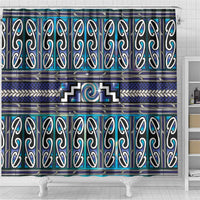 Maori Matariki Shower Curtain Blue Galaxy Aesthetic Koru Art LT01 - Polynesian Pride