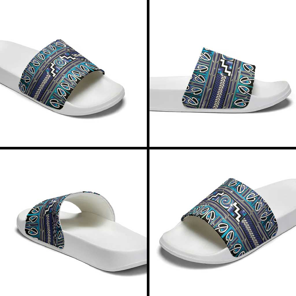 Maori Matariki Slide Sandals Blue Galaxy Aesthetic Koru Art LT01 - Polynesian Pride