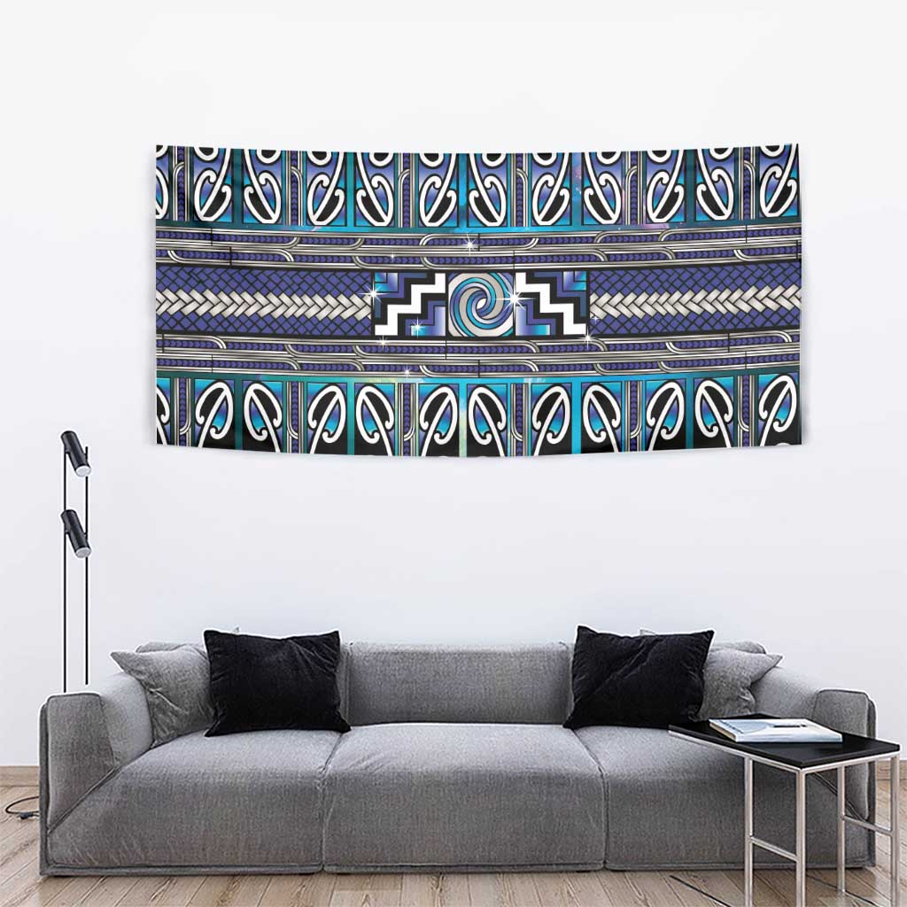 Maori Matariki Tapestry Blue Galaxy Aesthetic Koru Art LT01 - Polynesian Pride