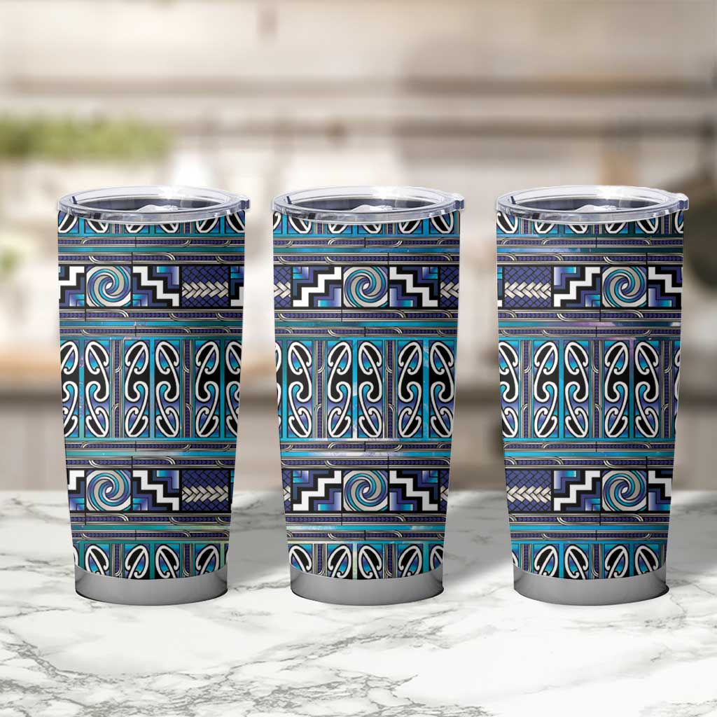 Maori Matariki Tumbler Cup Blue Galaxy Aesthetic Koru Art LT01 - Polynesian Pride
